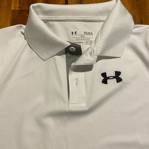 Boys Under Armour white polo size youth large